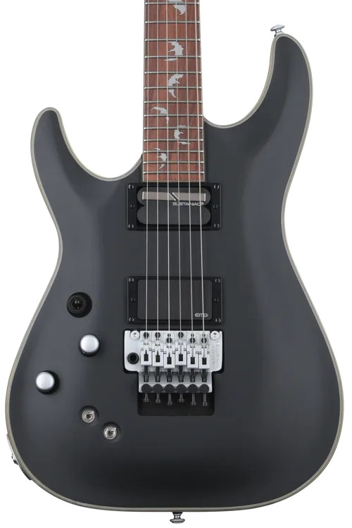 Schecter Damien Platinum-6 FR S Left Hand Electric Guitar - Satin Black (1190)