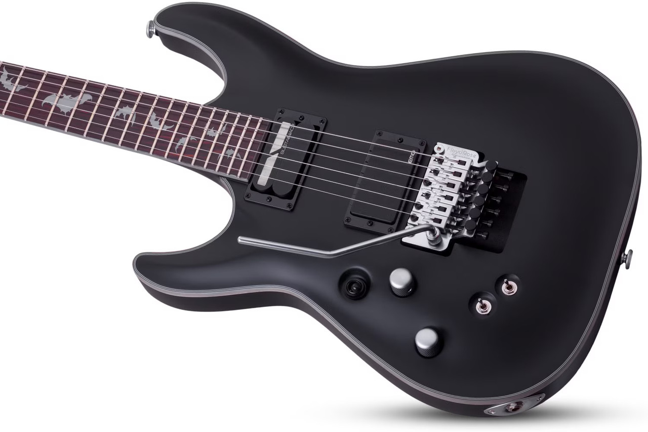 Schecter Damien Platinum-6 FR S Left Hand Electric Guitar - Satin Black (1190)