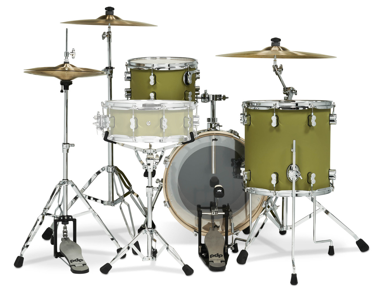 PDP Concept Maple - Satin Olive, Chrome Hardware Bop (PDCM18BPSO) | Musician Madness