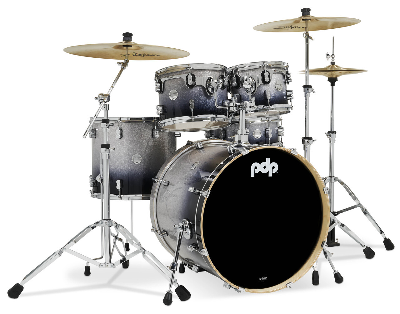PDP Concept Maple - Silver to Black Fade, Chrome Hardware 5 Pieces (PDCM2215SB) | Musician Madness