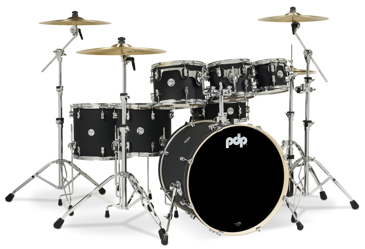PDP Concept Maple - Satin Black, Chrome Hardware 7 Piece (PDCM2217BK) | Musician Madness