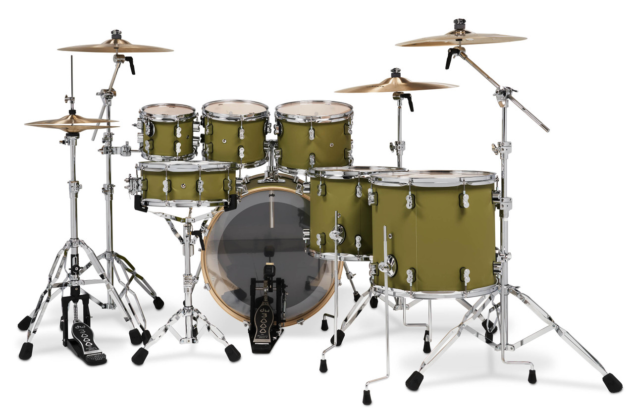 PDP Concept Maple - Satin Olive, Chrome Hardware 7PC (PDCM2217SO) | Musician Madness