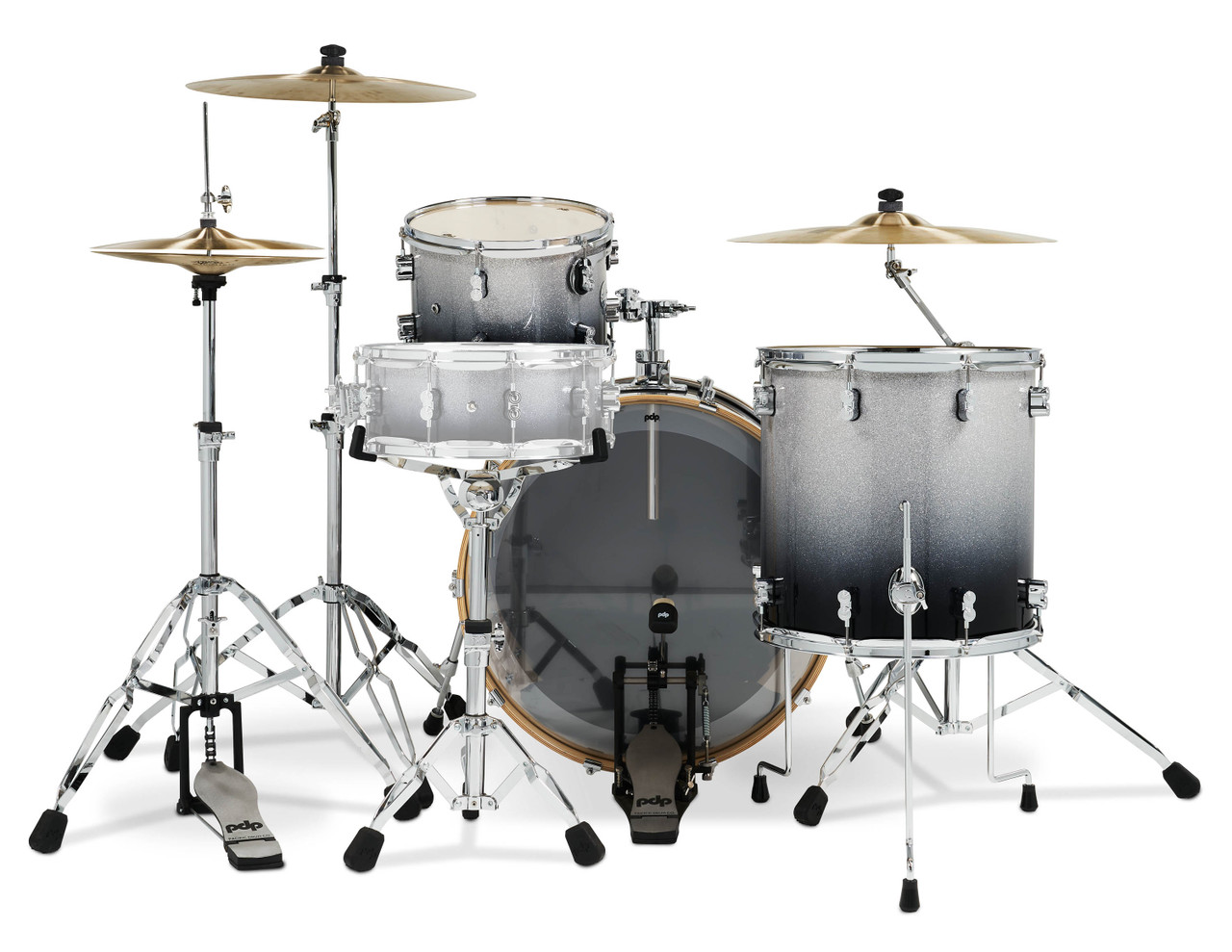 PDP Concept Maple - Silver/Black Fade, Chrome Hardware Rock (PDCM24RKSB) | Musician Madness