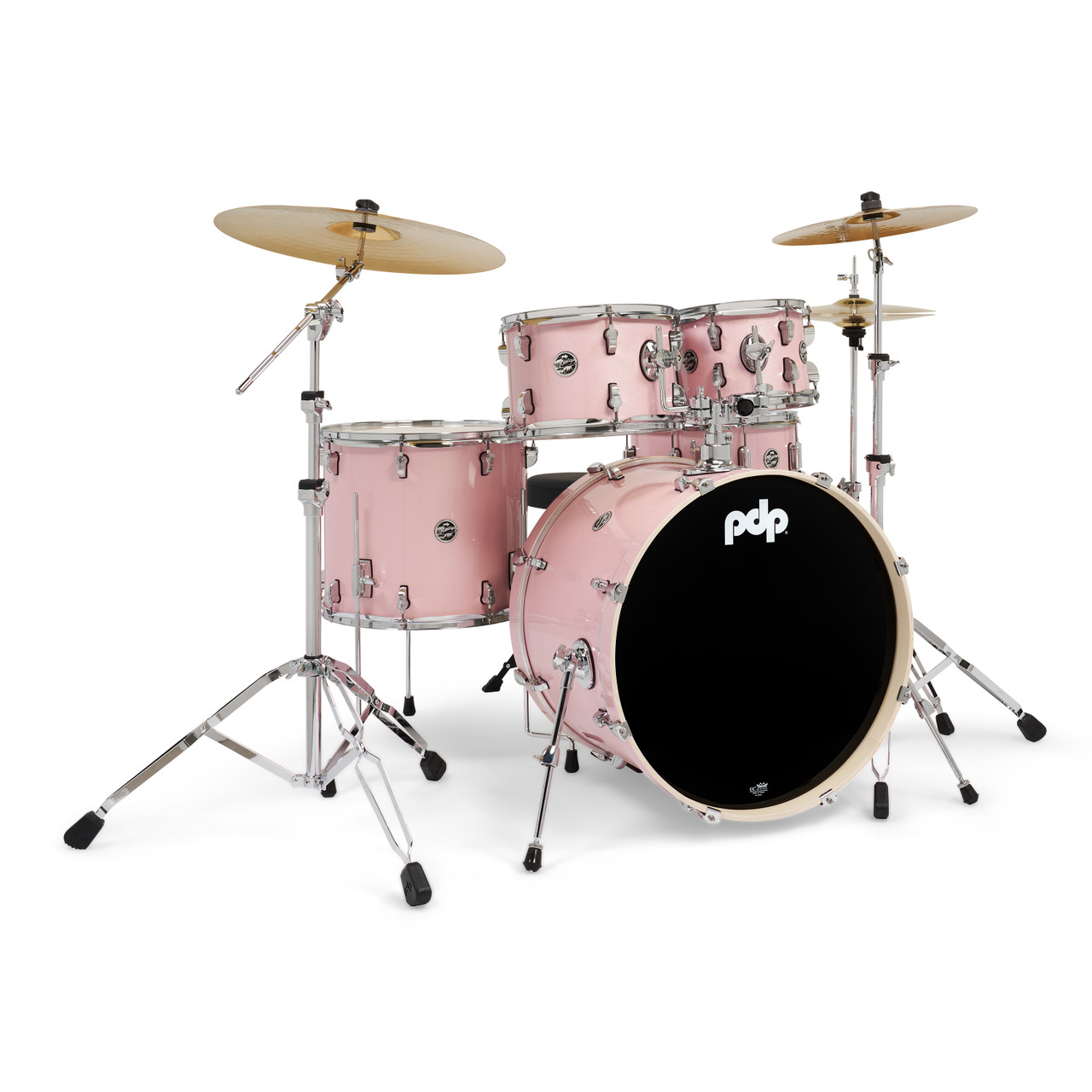 PDP Mainstage 5pc Complete Kit w/HW, Paiste Cymbals, Throne - Pale Rose (PDMA2215KTPR)