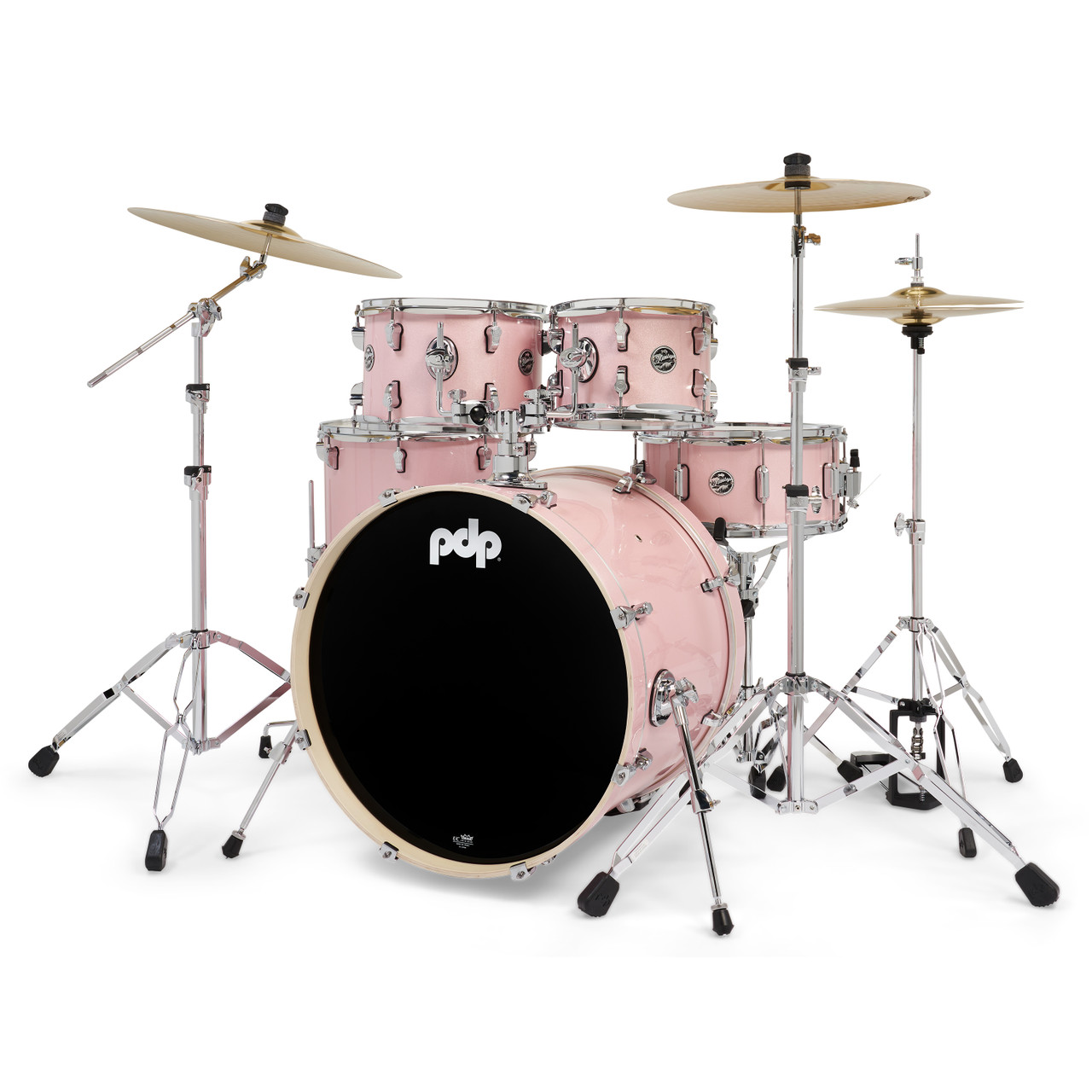 PDP Mainstage 5pc Complete Kit w/HW, Paiste Cymbals, Throne - Pale Rose (PDMA2215KTPR) | Musician Madness