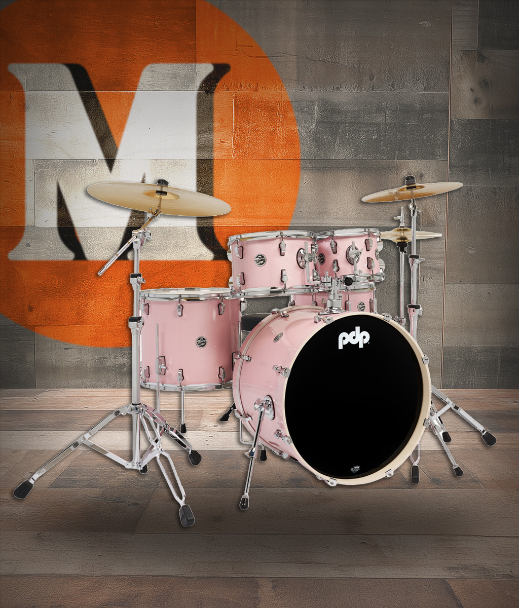 PDP Mainstage 5pc Complete Kit w/HW, Paiste Cymbals, Throne - Pale Rose (PDMA2215KTPR)