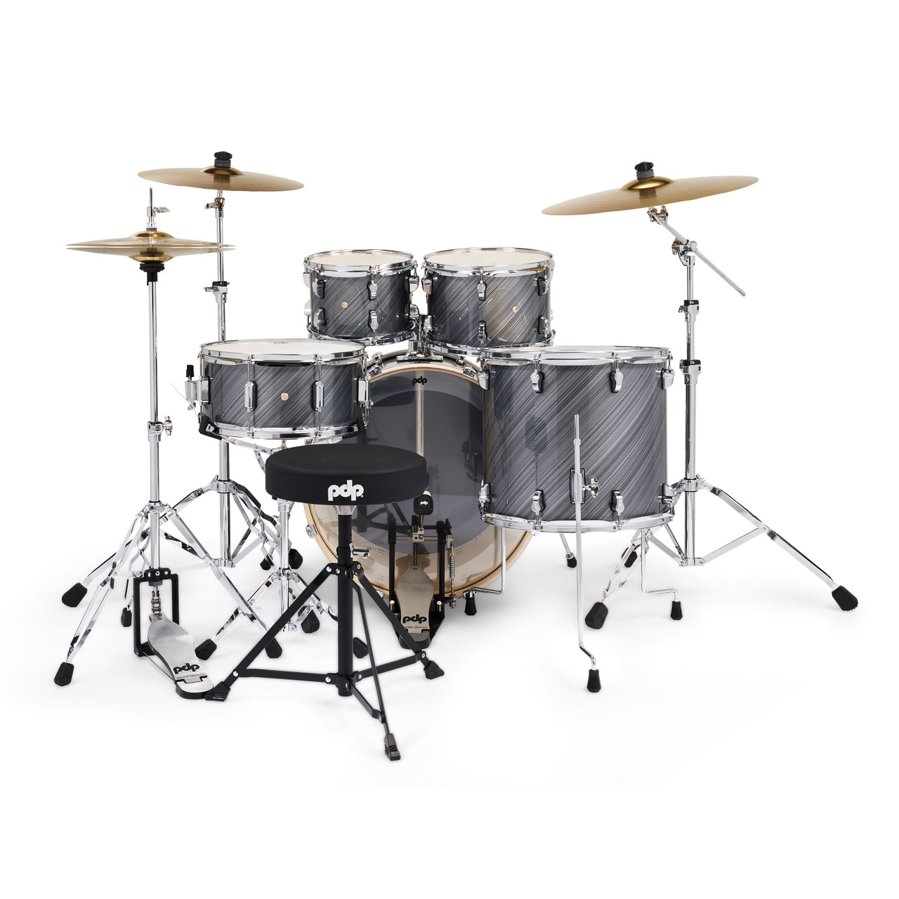 PDP Mainstage 5pc Complete Kit w/HW, Paiste Cymbals, Throne - Graphite (PDMA2215KTTG) | Musician Madness
