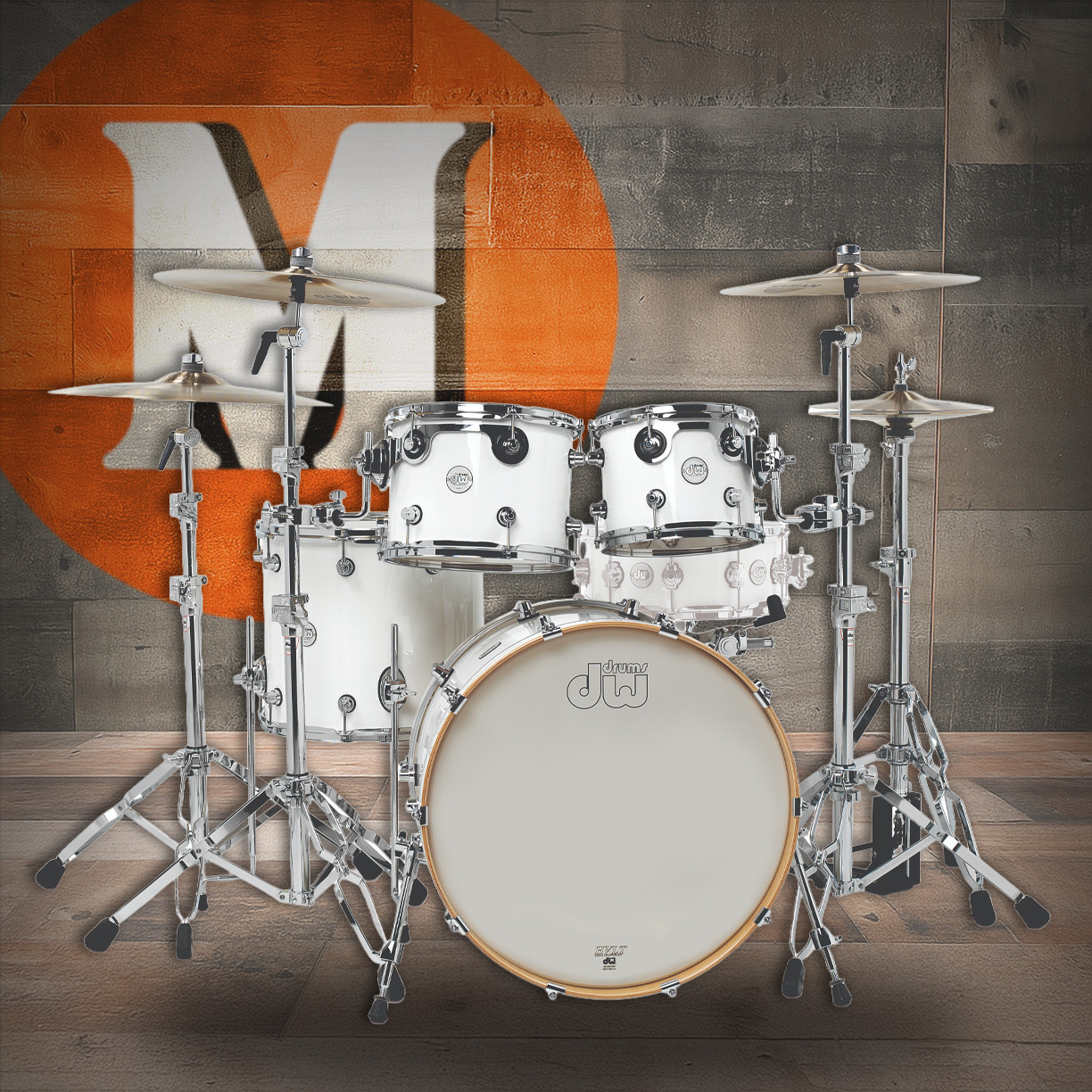 DW Design 4 Piece Maple Shell Pack BD22 - Gloss White (DDLG2214WH)