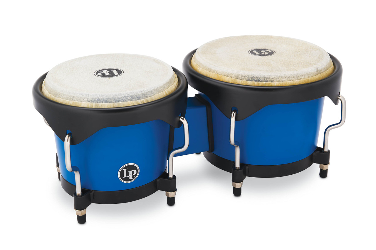 Latin Percussion LP 6 1/4 - 7 1/4" Bongo - Race Blue Black w/ Bag (LP601D-DB-K) | Musician Madness