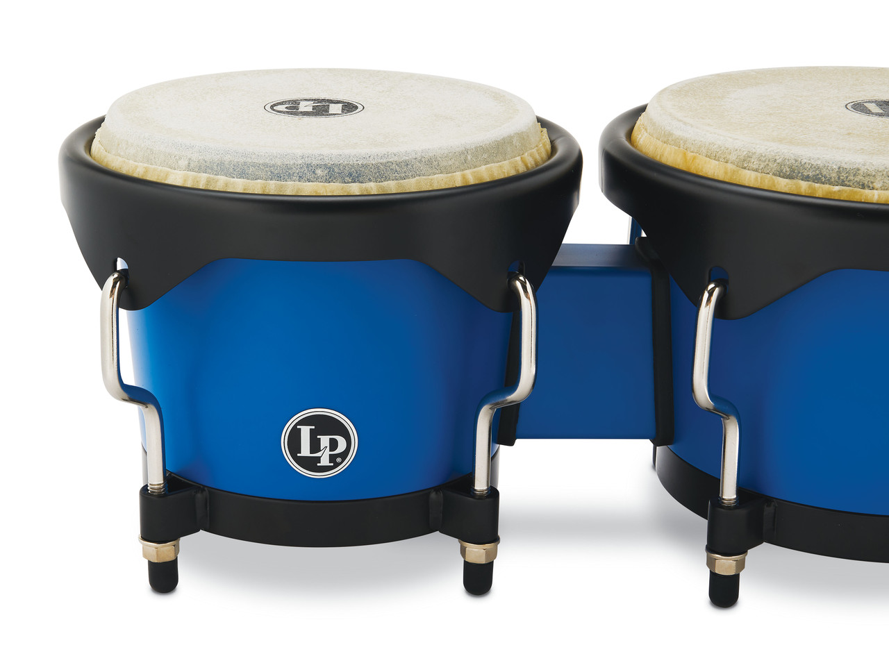 Latin Percussion LP 6 1/4 - 7 1/4" Bongo - Race Blue Black w/ Bag (LP601D-DB-K) | Musician Madness