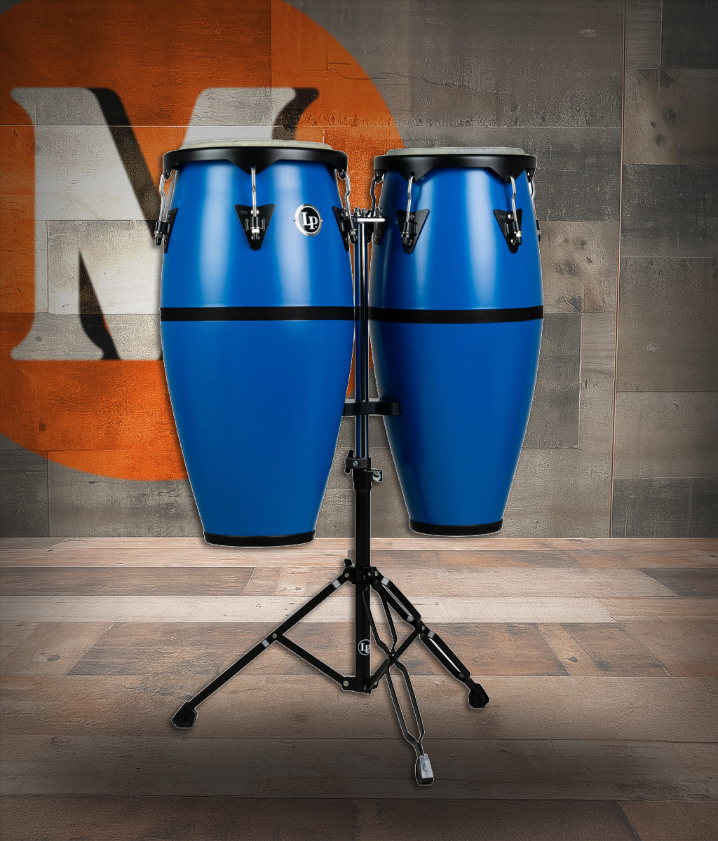 Latin Percussion LP 10 - 11" Discovery Conga Set w/Stand - Race Car Blue (LP646D-DB)