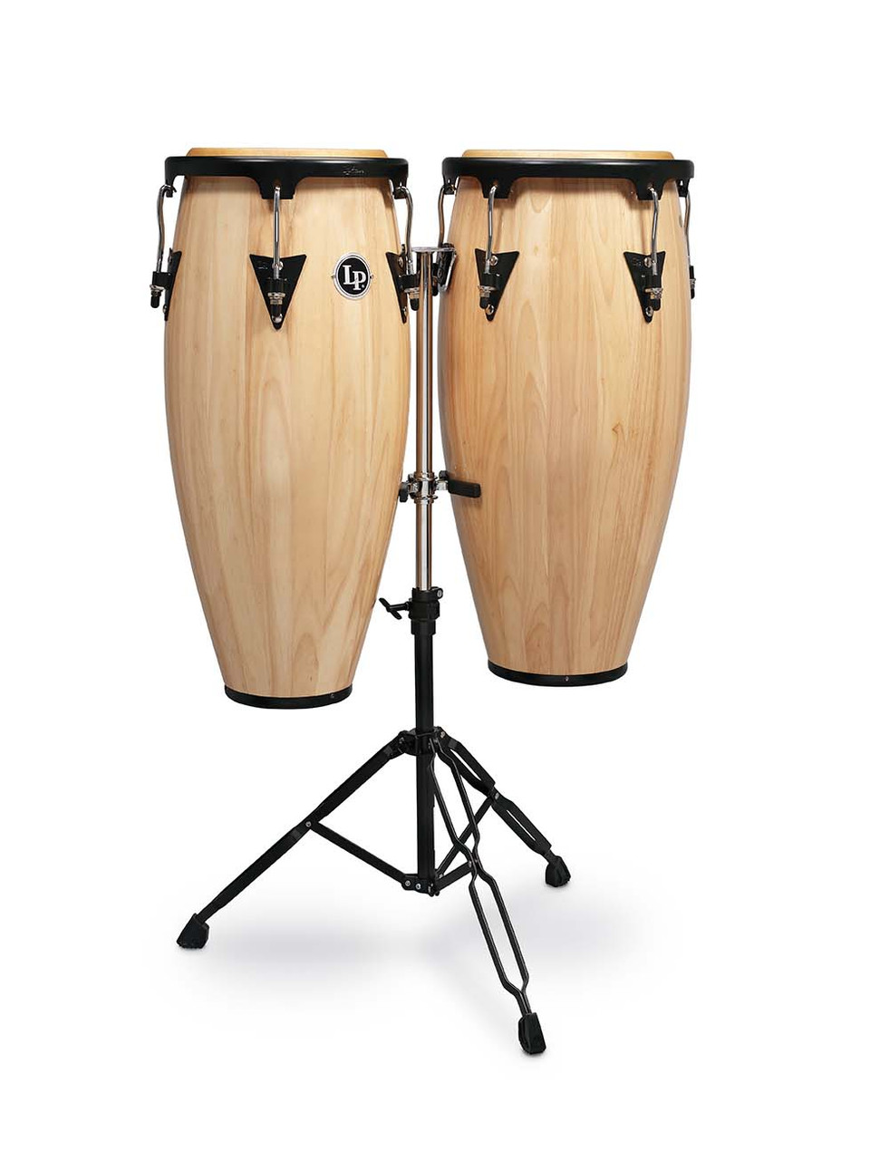 Latin Percussion LP Aspire 10 - 11" Conga Set - Oak Natural Black w/ Stand (LPA646-AW) | Musician Madness