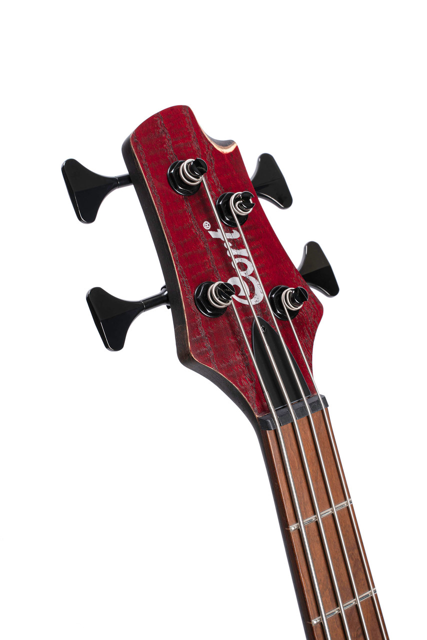 Cort B4ELEMENTOPBR Artisan Series B4 Element Bass Guitar -Open Pore Burgundy Red (B4ELEMENTOPBR-U) | Musician Madness