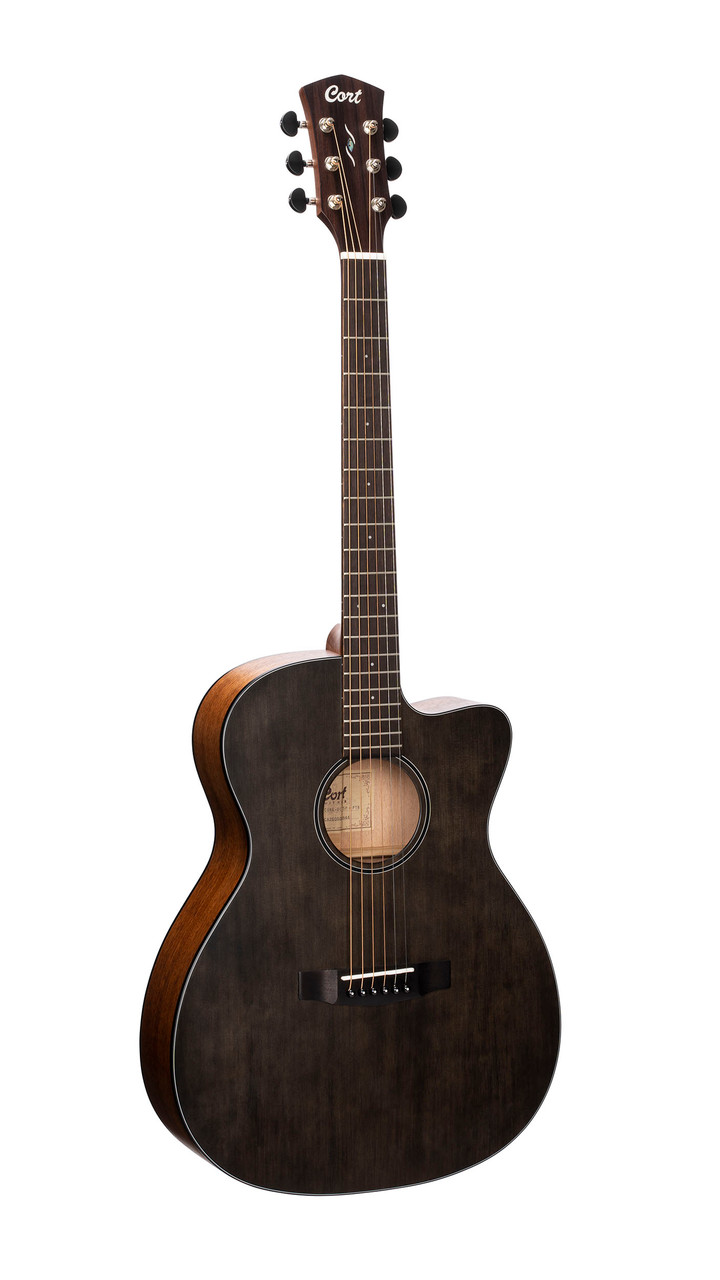 Cort COREOCOTPB Core Series Spruce Acoustic Electric Guitar - Open Pore Trans Black (COREOCOPTB-U) | Musician Madness