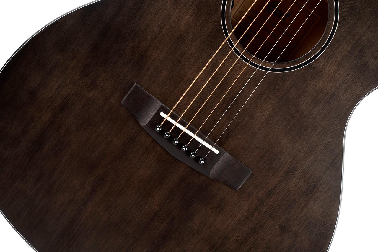 Cort COREOCOTPB Core Series Spruce Acoustic Electric Guitar - Open Pore Trans Black (COREOCOPTB-U) | Musician Madness