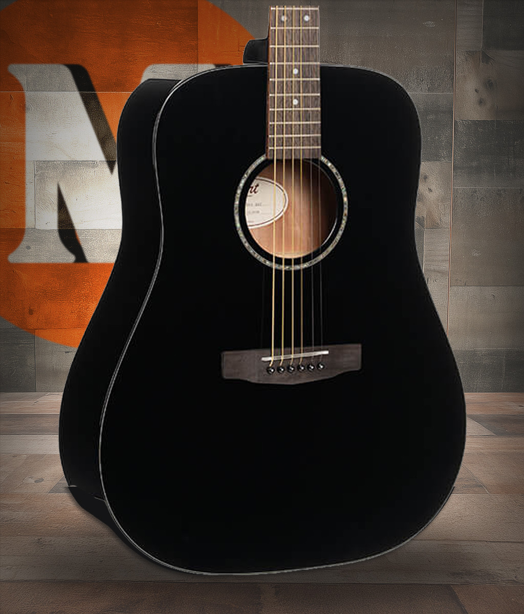 Cort EARTH60CEBK Earth Series 60 Dreadnought Acoustic Electric Guitar - Black Gloss (EARTH60CEBK-U)
