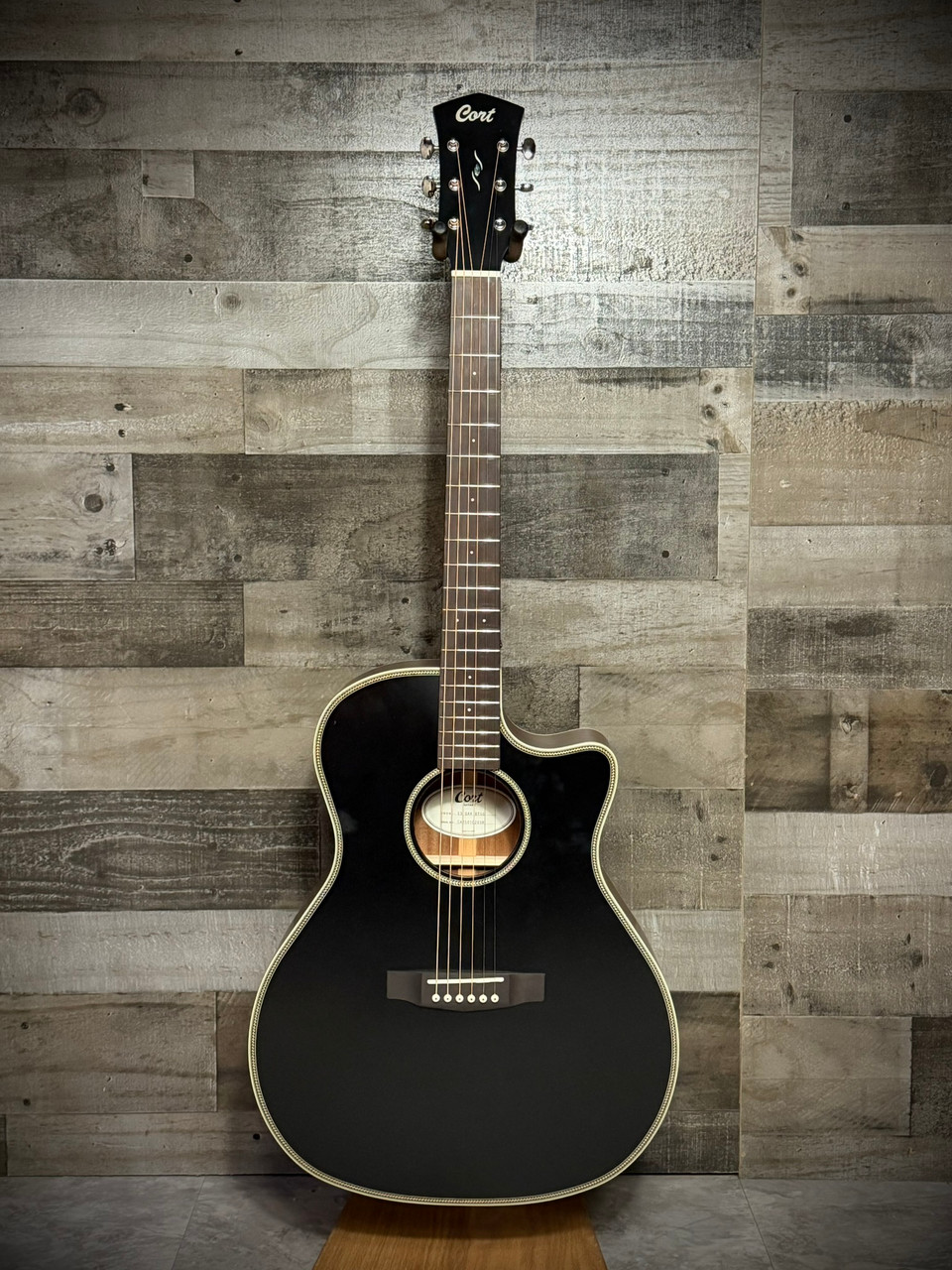 Cort GA4BTSG Essence Series ES-GA4 Auditorium Acoustic Electric Guitar - Black Top Semi Gloss (GA4BTSG-U) | Musician Madness