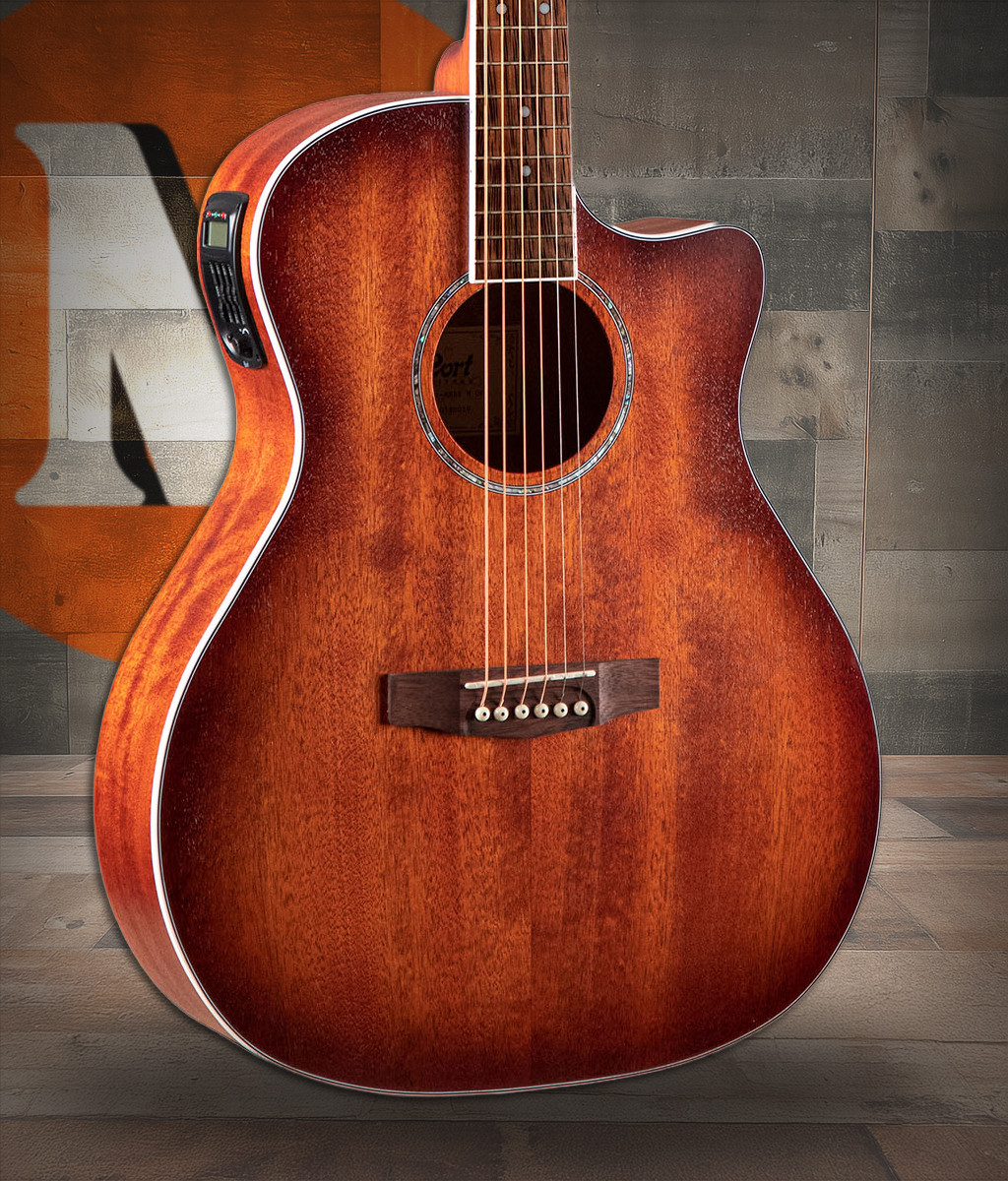 Cort GAMEDXMOP Grand Regal Acoustic Electric Cutaway Guitar - Open Pore Mahogany (GAMEDXMOP-U) | Musician Madness