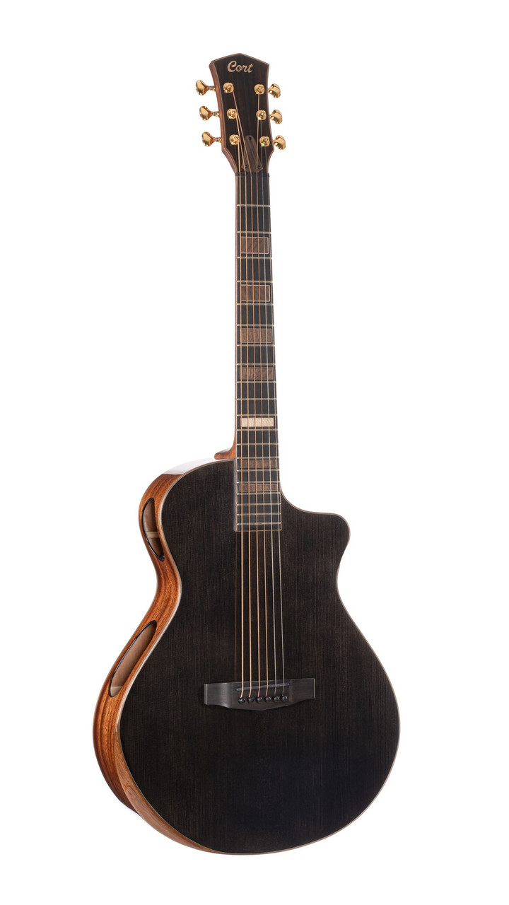 Cort MODERNBLACK Masterpiece Series Modern Black Acoustic-Electric Guitar w/ Hard Case - Trans Black Gloss (MODERNBLACK-U)
