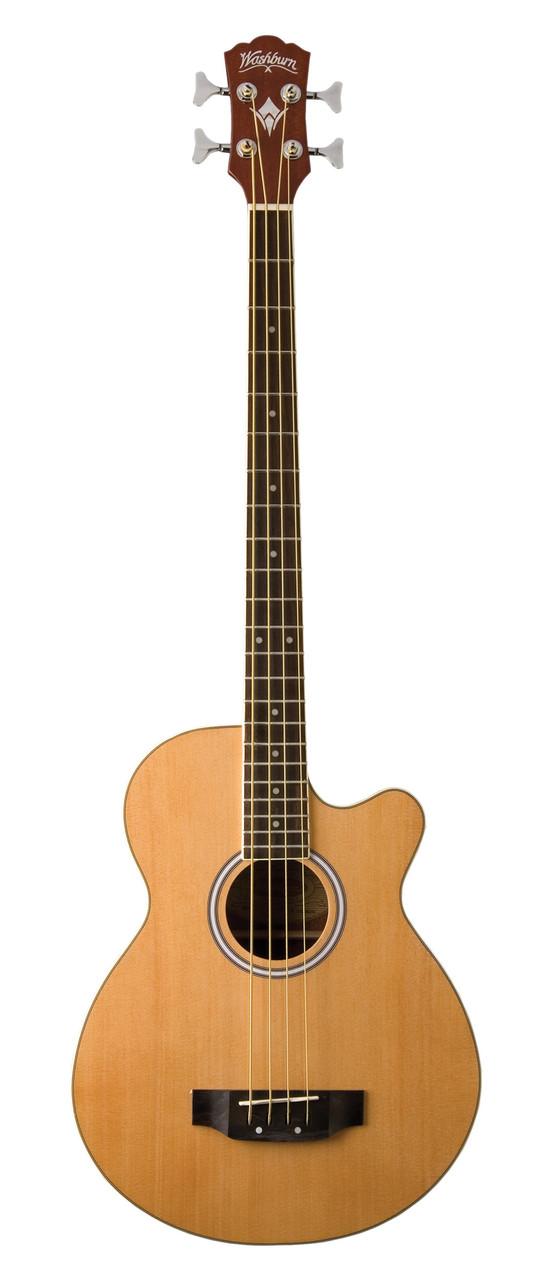 Washburn AB5 Cutaway Acoustic Electric Bass Guitar w/ Gig Bag - Natural (AB5K-A-U) | Musician Madness