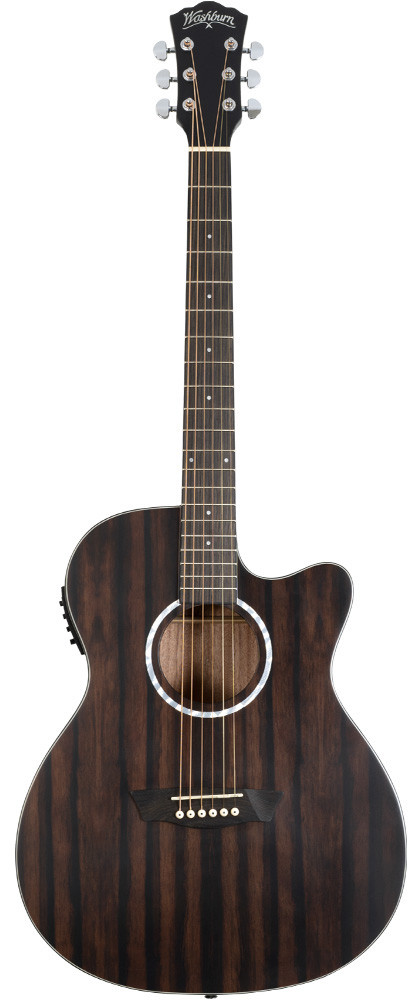 Washburn DFEACE-A Deep Forest Grand Auditorium Cutaway Acoustic Electric Guitar - Striped Ebony (DFEACE-A-U) | Musician Madness
