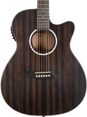 Washburn DFEACE-A Deep Forest Grand Auditorium Cutaway Acoustic Electric Guitar - Striped Ebony (DFEACE-A-U) | Musician Madness