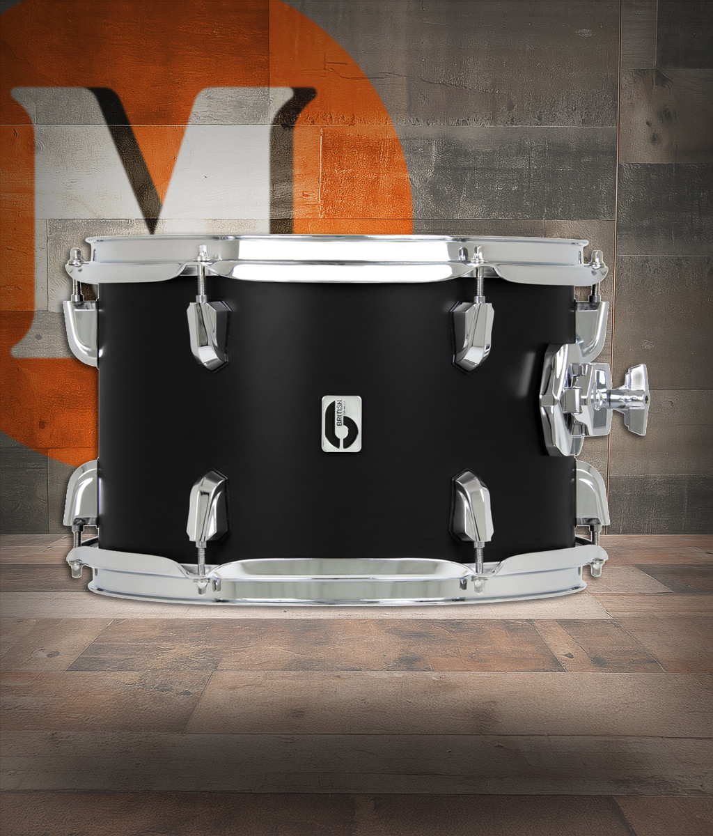 British Drum Co. ENG-10-7-RT-STB Enigma Series Tom Satin Black 10" x 7" (ENG-10-7-RT-STB-U)