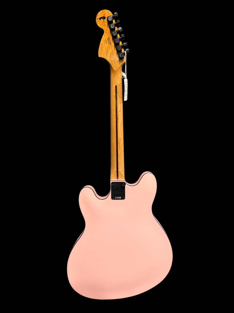 fender, tom delonge starcaster, starcaster electric guitar, satin shell pink guitar, offset electric guitar, punk rock guitar, signature electric guitar, musician madness