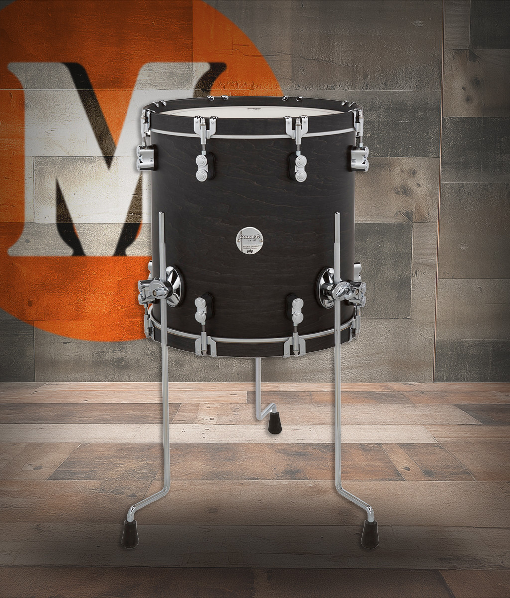 PDP Concept Classic 14x14 Ebony Stain Floor Tom with Ebony Stain Wood Hoops (PDCC1414FTEE) | Musician Madness