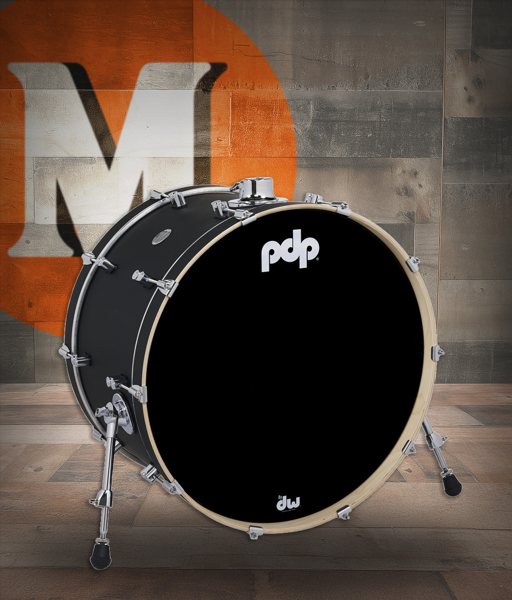 PDP Concept Series Maple Bass Drum 14x24 - Satin Black Finish Ply w/Chrome Hardware(PDCM1424KKBK)