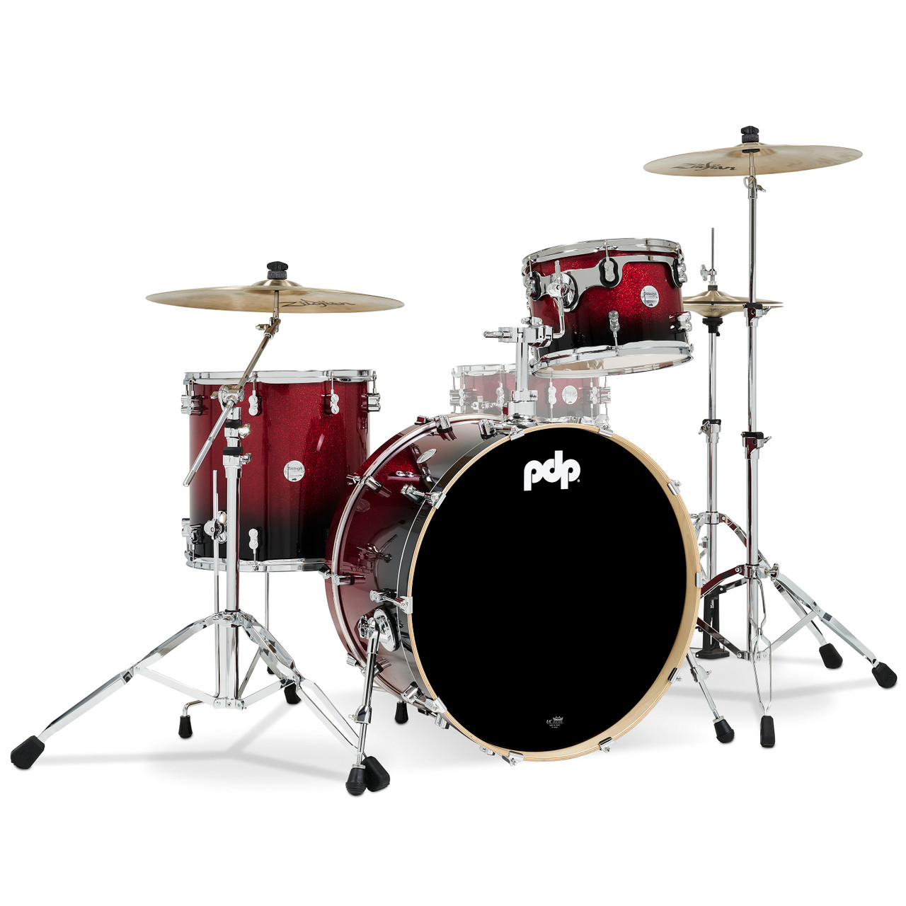 PDP Concept Maple - Red/Black Fade Chrome Hardware Rock (PDCM24RKRB) | Musician Madness