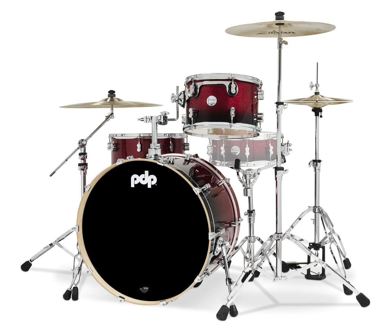 PDP Concept Maple - Red/Black Fade Chrome Hardware Rock (PDCM24RKRB) | Musician Madness