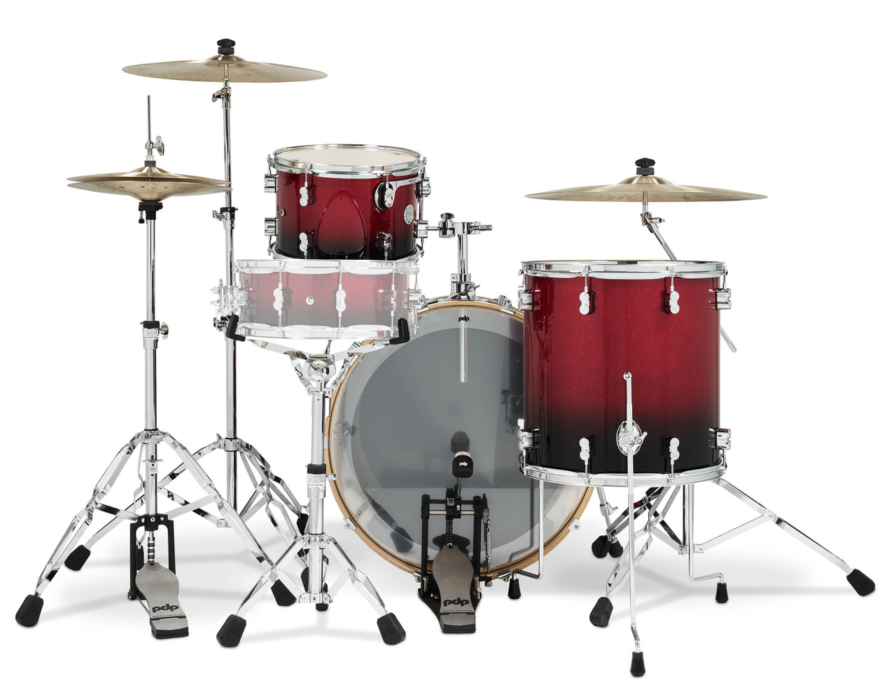 PDP Concept Maple - Red/Black Fade Chrome Hardware Rock (PDCM24RKRB) | Musician Madness