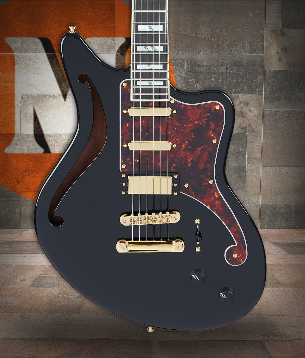 D'Angelico Deluxe Bedford SH - Black (DADBEDSHSBKGS)