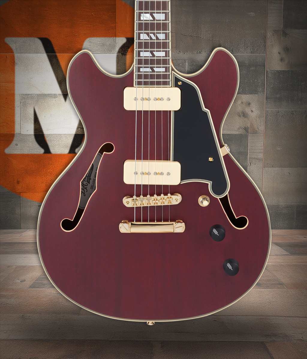 D'Angelico Deluxe Mini DC - Satin Trans Wine (DADMINIDCSTWGS) | Musician Madness