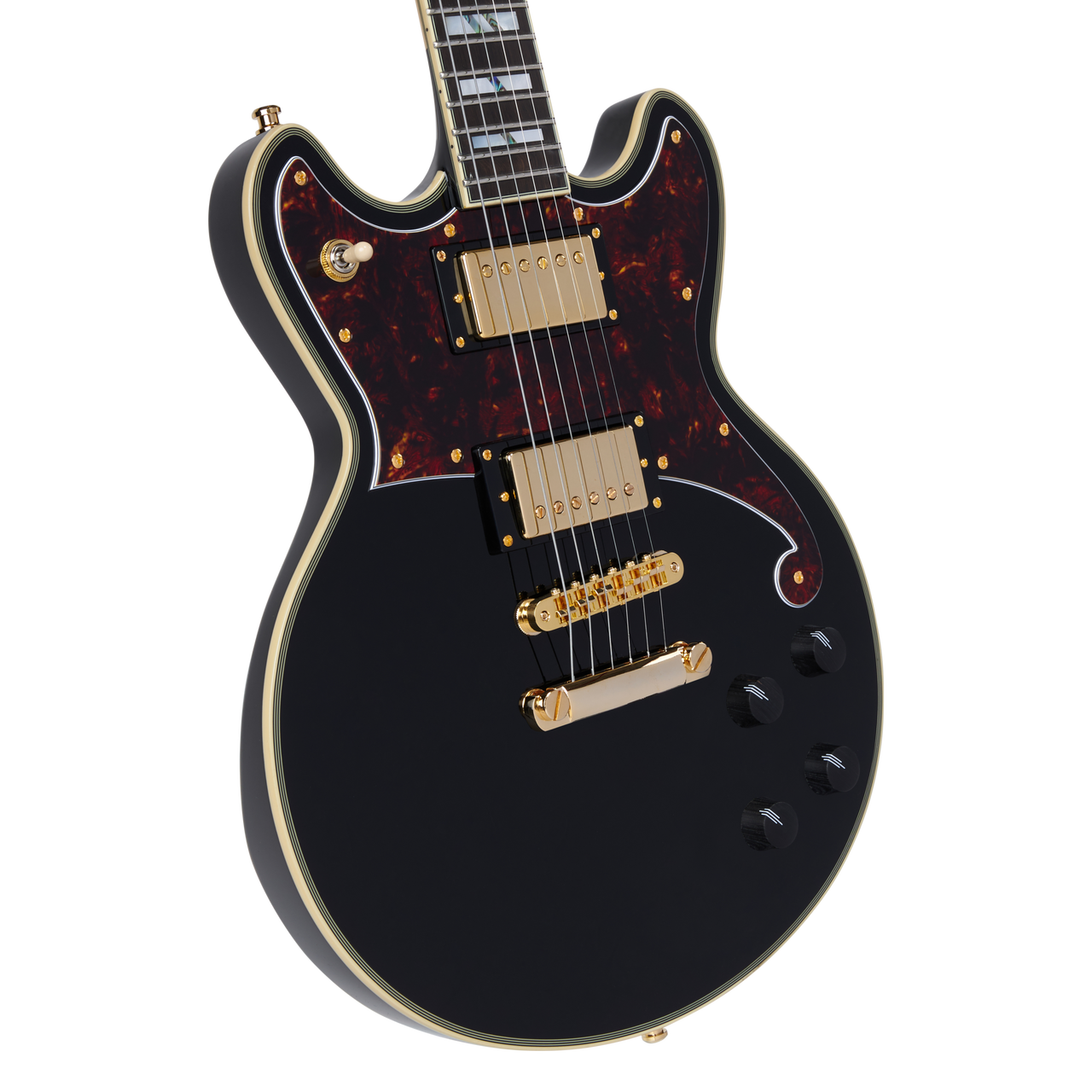 D'Angelico Deluxe Brighton - Solid Black (DADBRISBK2GS) | Musician Madness