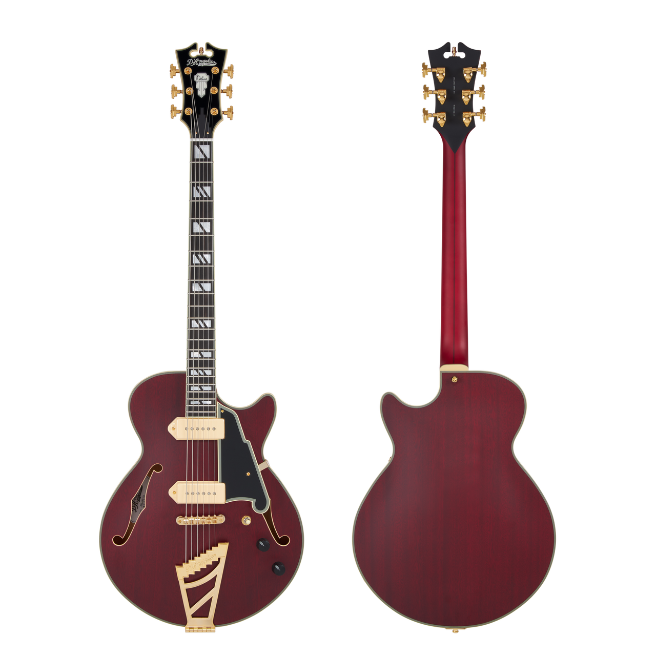 D'Angelico Deluxe Brighton Baritone - Satin Trans Wine (DADBSSSTWGS) | Musician Madness