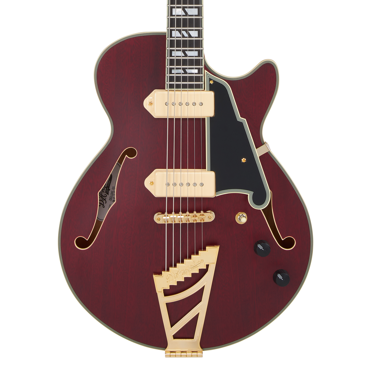 D'Angelico Deluxe Brighton Baritone - Satin Trans Wine (DADBSSSTWGS) | Musician Madness