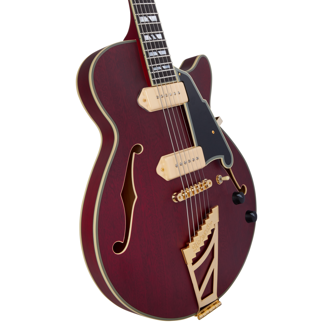 D'Angelico Deluxe Brighton Baritone - Satin Trans Wine (DADBSSSTWGS) | Musician Madness