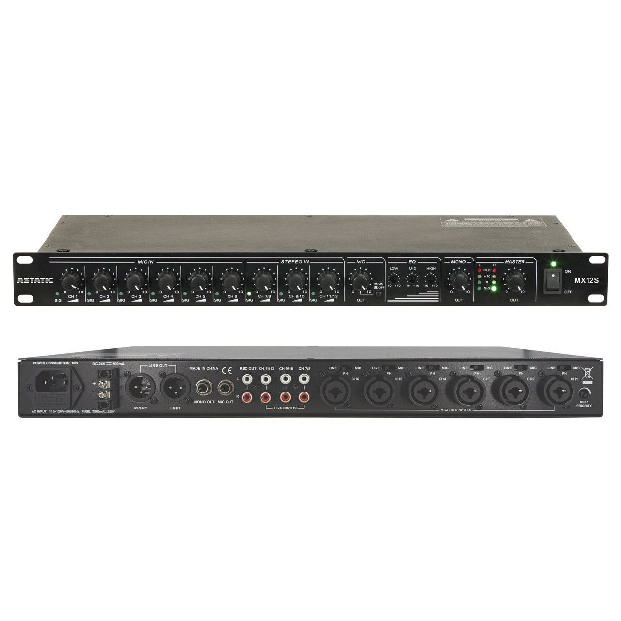 CAD MX12S 12 Channel Stereo Rack Mount Mixer (MX12S-U)