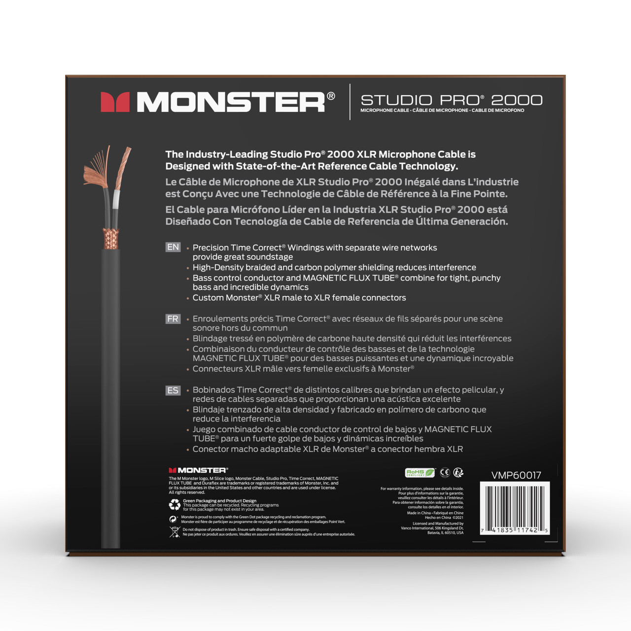 Monster SP2000-M-100WW Studio Pro 2000 Microphone Cable 100' (SP2000-M-100WW-U) | Musician Madness