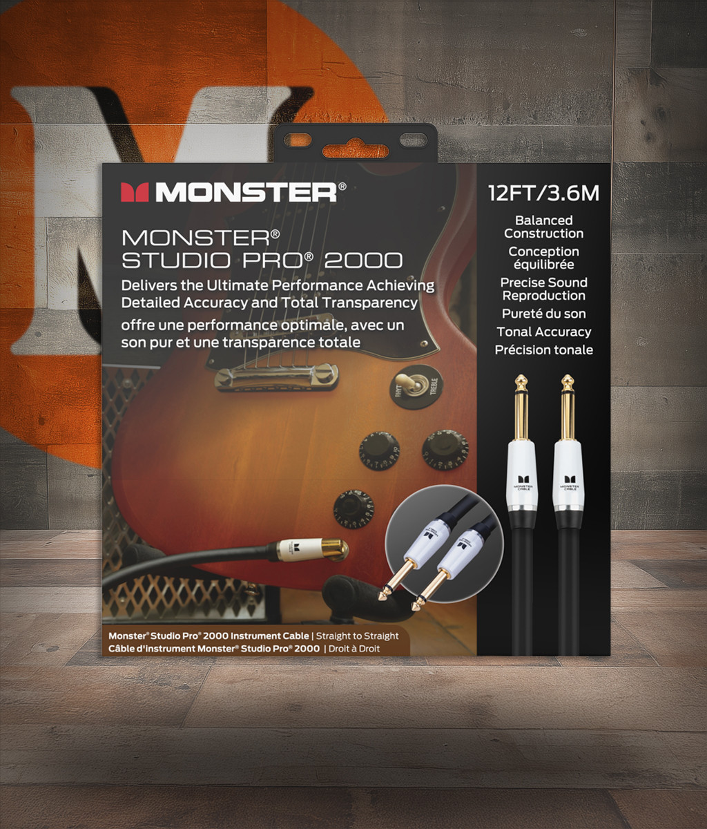 Monster SP2000-I-12WW Studio Pro Instrument Cable 12' Straight to Straight (SP2000-I-12WW-U) | Musician Madness