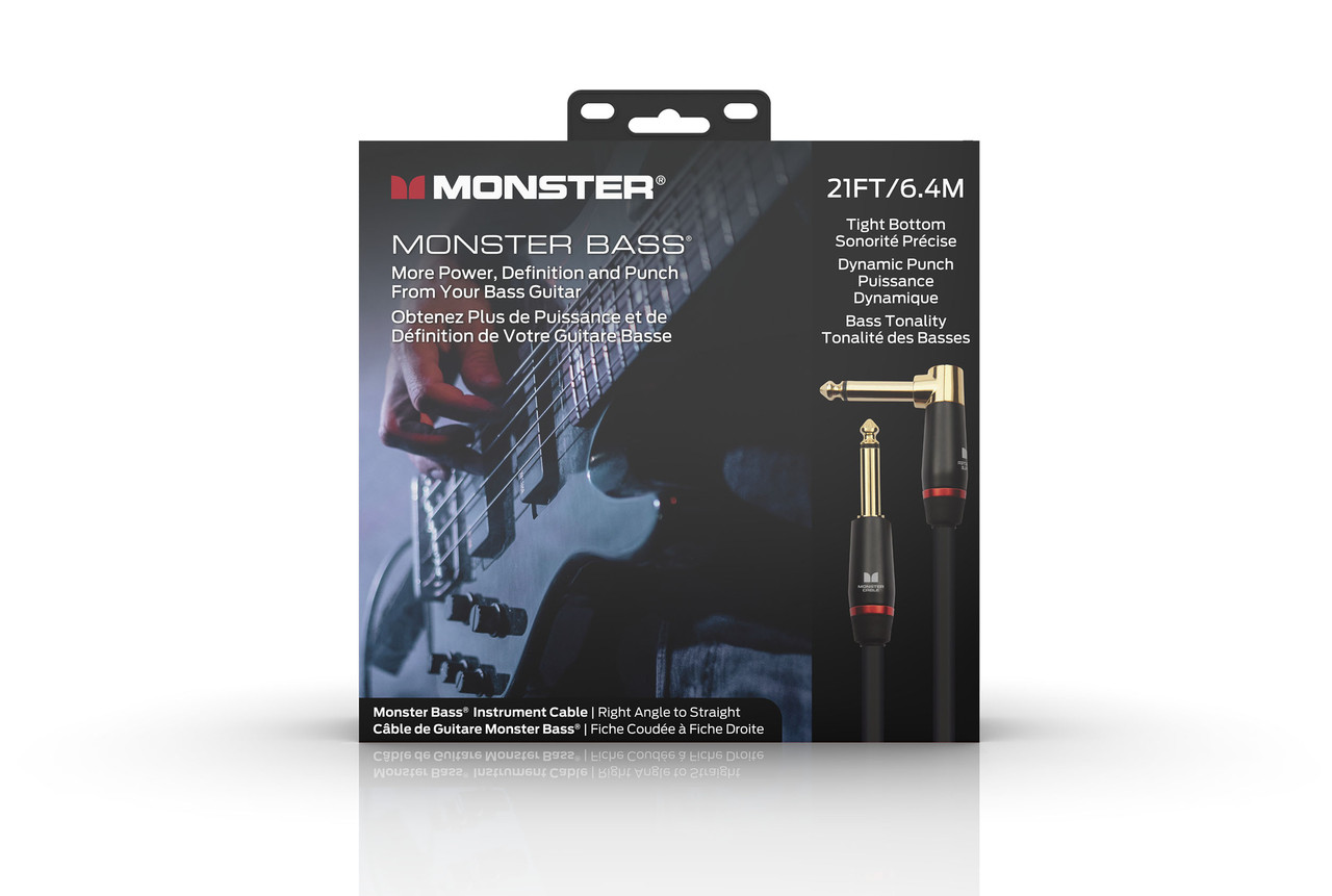 Monster MBASS2-21AWW Prolink Monster Bass 1/4" Instrument Cable 21 ft - Right Angle to Straight (MBASS2-21AWW-U) | Musician Madness
