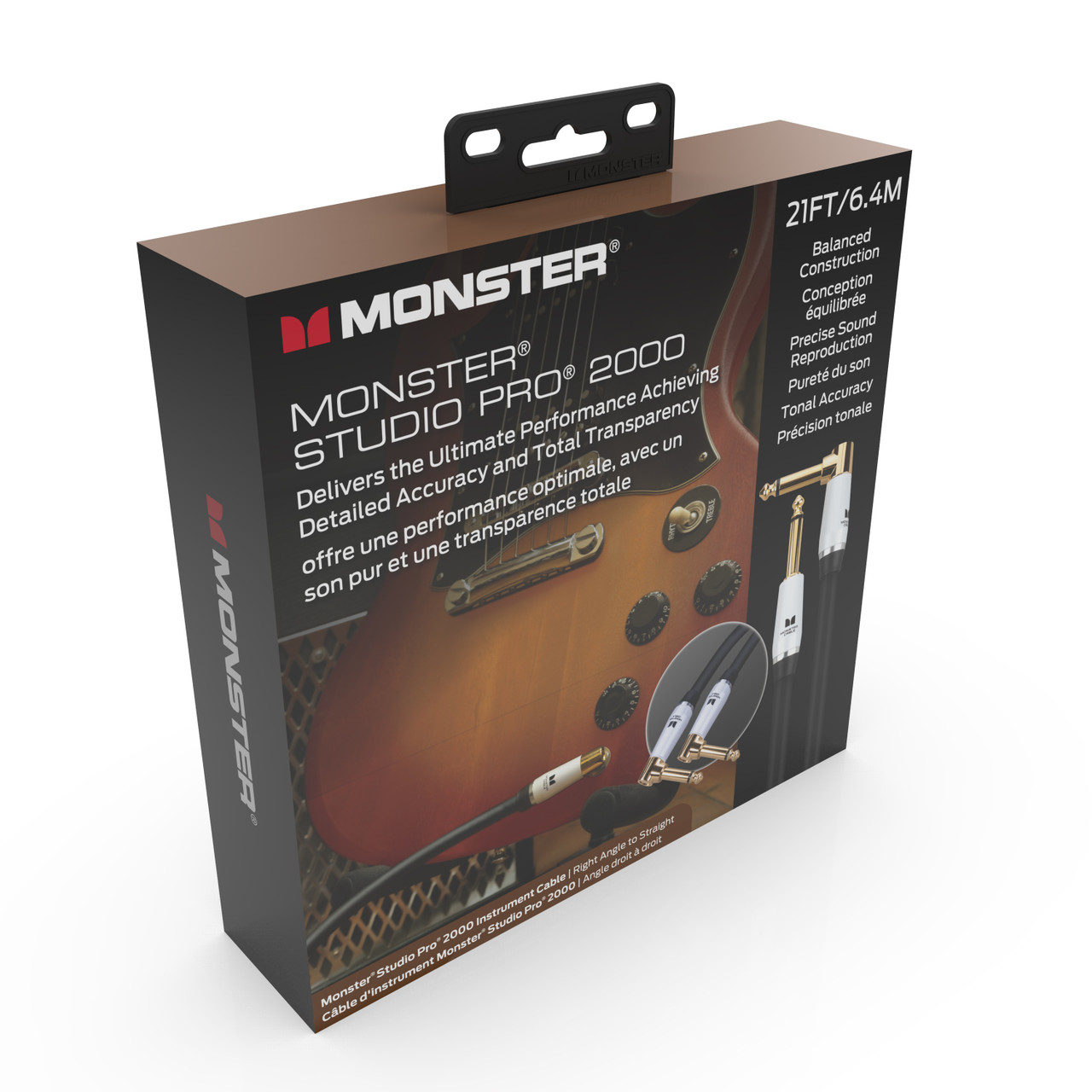 Monster SP2000-I-21AWW Studio Pro 2000 Instrument Cable 21' Right Angle to Straight (SP2000-I-21AWW-U) | Musician Madness