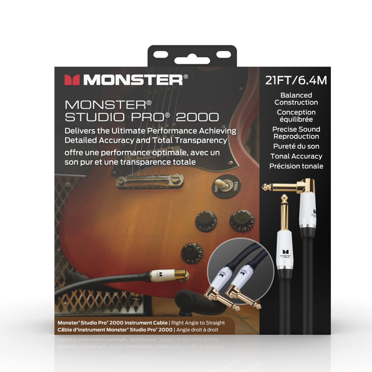 Monster Cable Studio Pro 2000 21' Strt-R/A Straight To Right Angle