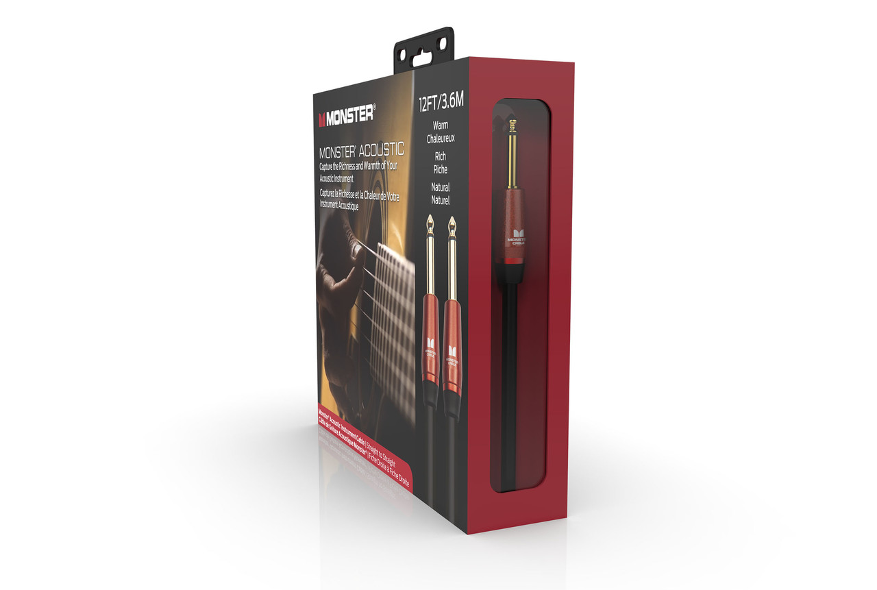 Monster MACST2-12WW Prolink Acoustic 1/4" Instrument Cable Straight to Straight 12' (MACST2-12WW-U) | Musician Madness