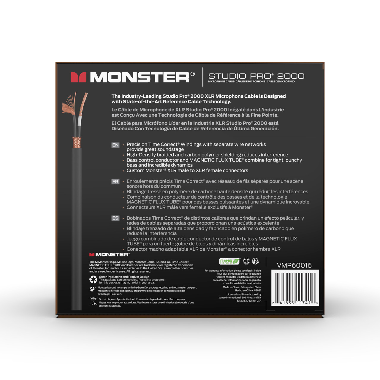 Monster SP2000-M-50WW Studio Pro 2000 Microphone Cable 50' (SP2000-M-50WW-U) | Musician Madness