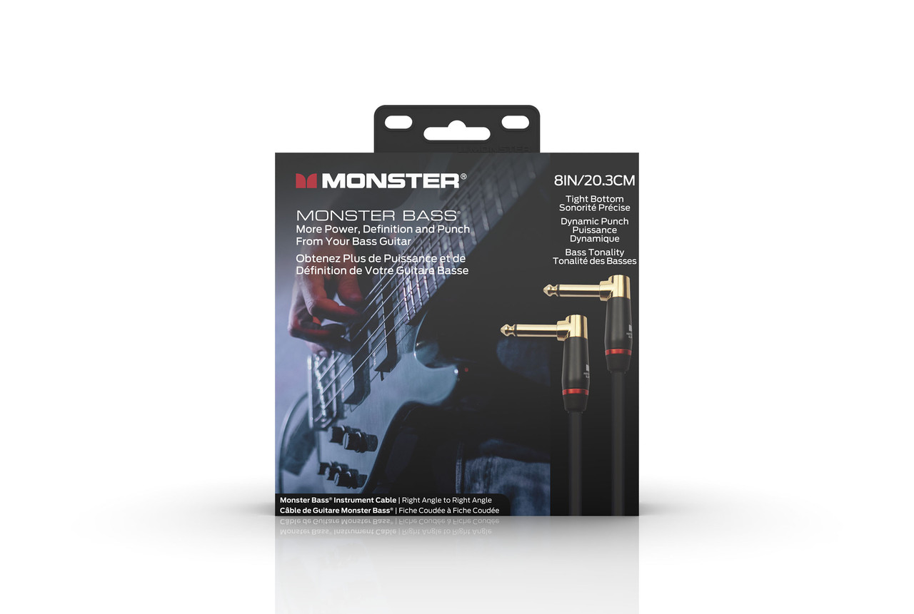 Monster MBASS2-0.75DAWW Prolink Monster Bass 1/4" Instrument Cable 8 in - Right Angle to Right Angl (MBASS2-0.75DAWW-U) | Musician Madness