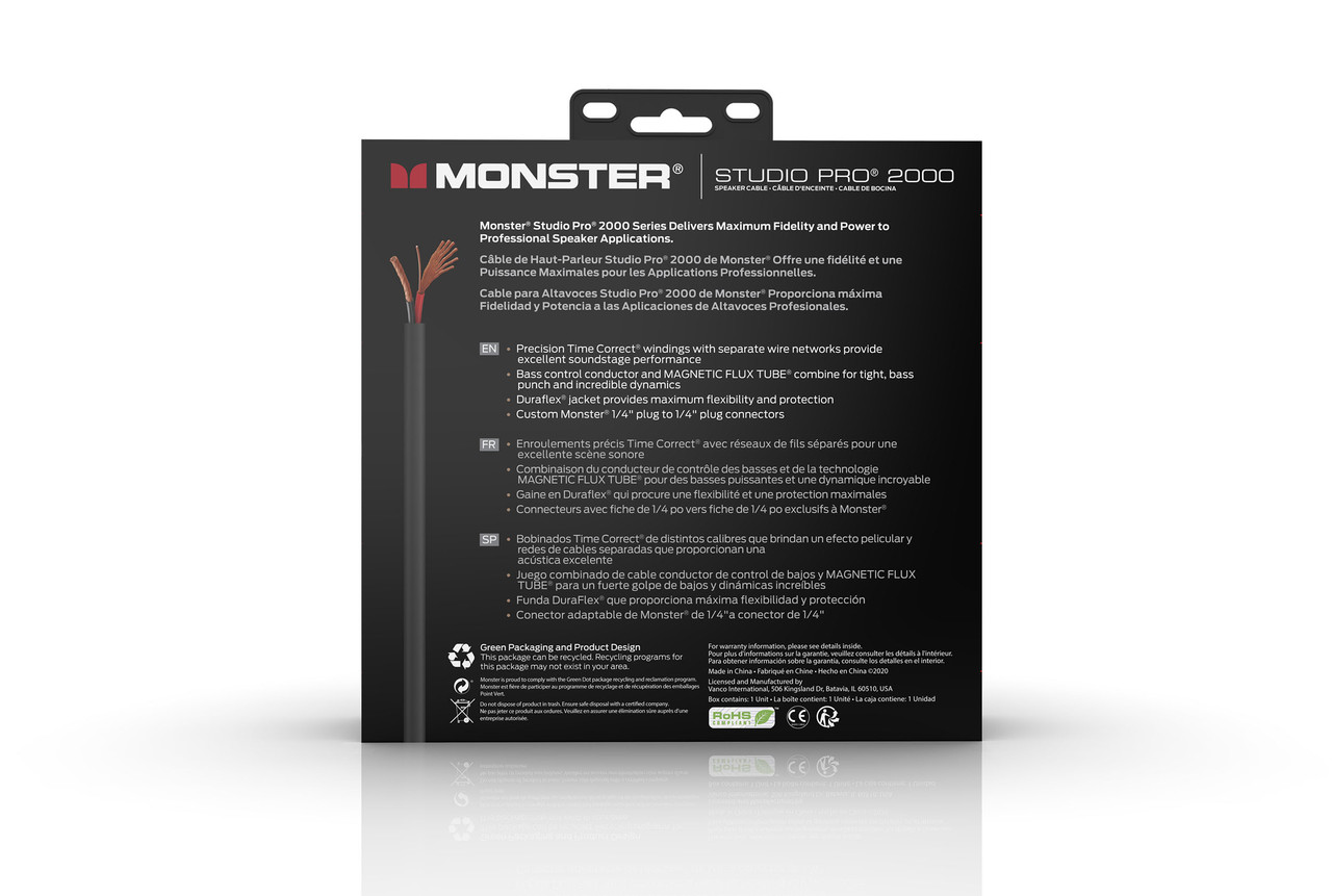 Monster SP2000-S-12WW Studio Pro 2000 Speaker Cable 12' (SP2000-S-12WW-U) | Musician Madness