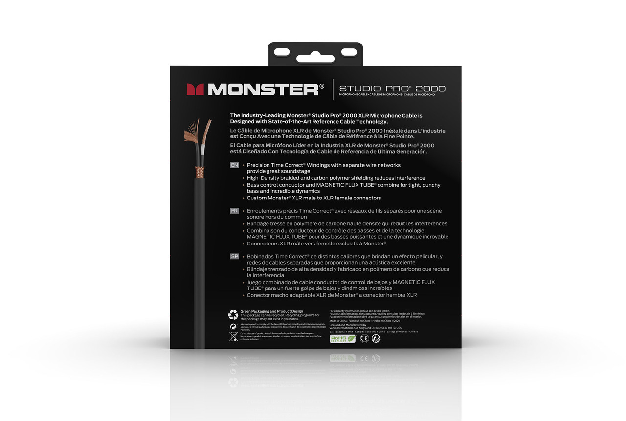 Studio Pro 2000 20' Mic Cable Gold Contact XLR Buy the Monster Cable Studio Pro 2000 20' Mic Cable Gold Contact XLR (SP2000-M-20WW-U) at Musician Madness with fastÂ…